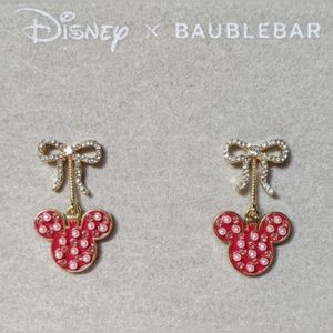Disney x Baublebar NIB Red Mickey Mouse Bow Earrings